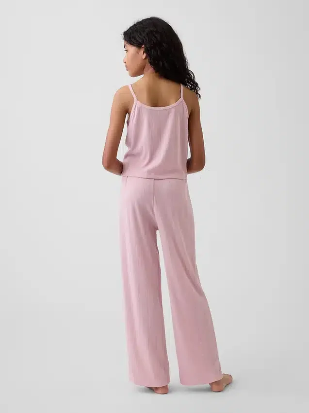 Pyjamaset voor kinderen van gerecycled pointelle-materiaal