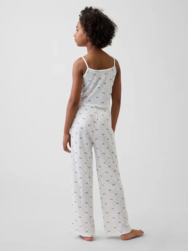 Pyjamaset voor kinderen van gerecycled pointelle-materiaal
