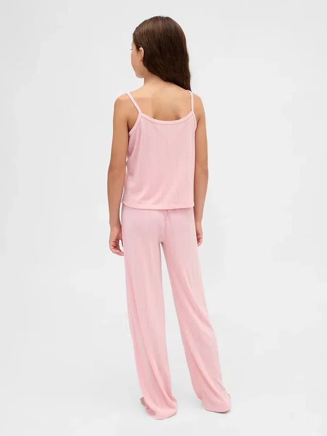 Pyjamaset voor kinderen van gerecycled pointelle-materiaal