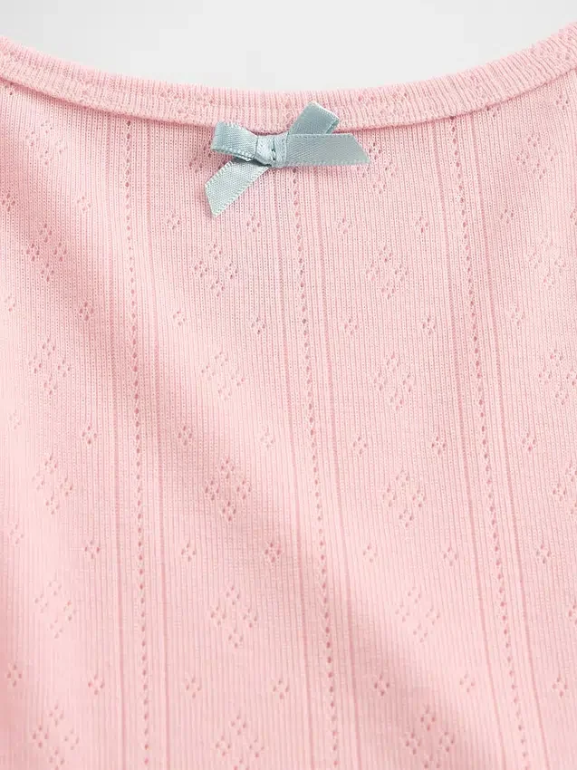 Pyjamaset voor kinderen van gerecycled pointelle-materiaal