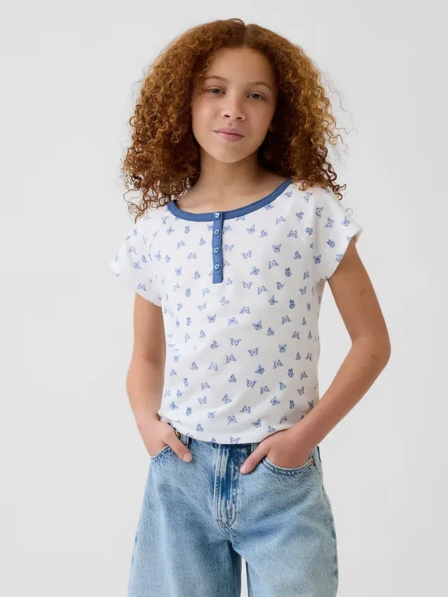 Raglan Henley-T-shirt voor kinderen