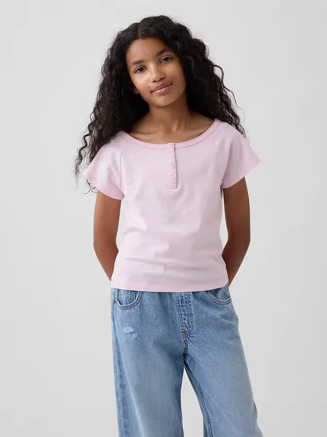 Raglan Henley-T-shirt voor kinderen