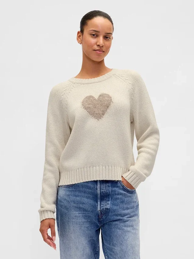 Raglan-trui met ronde hals van katoenmix