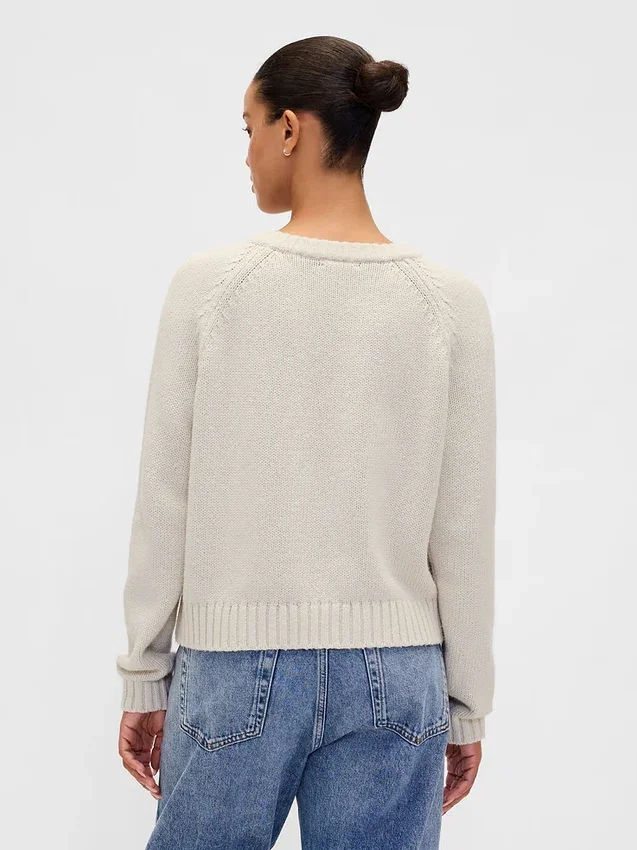Raglan-trui met ronde hals van katoenmix