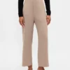 Rechte enkellange broek met hoge taille van twill