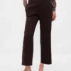 Rechte enkellange broek met hoge taille van twill