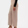 Rechte enkellange broek met hoge taille van twill