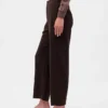 Rechte enkellange broek met hoge taille van twill