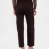 Rechte enkellange broek met hoge taille van twill