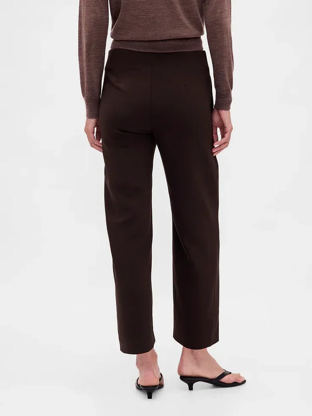 Rechte enkellange broek met hoge taille van twill