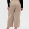 Rechte enkellange broek met hoge taille van twill