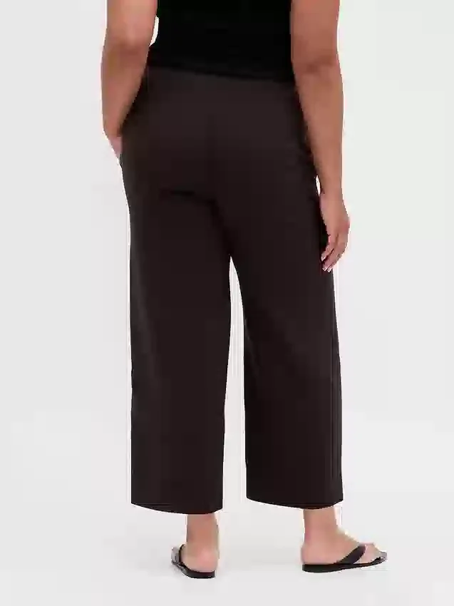 Rechte enkellange broek met hoge taille van twill