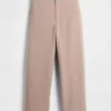 Rechte enkellange broek met hoge taille van twill