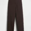Rechte enkellange broek met hoge taille van twill