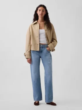 Rechte, taps toelopende jeans met middelhoge taille