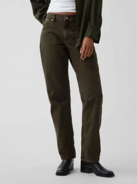 Rechte, taps toelopende jeans met middelhoge taille