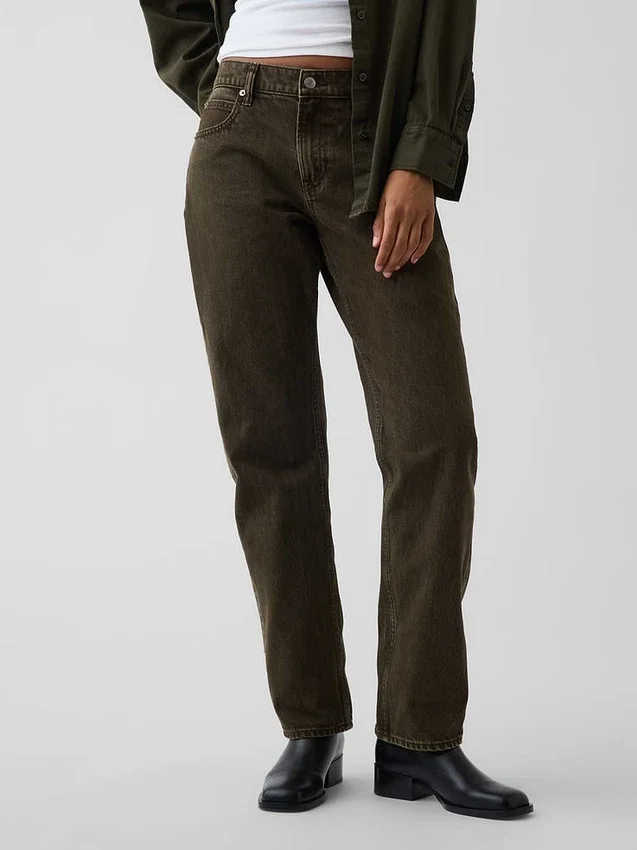 Rechte, taps toelopende jeans met middelhoge taille
