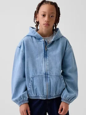 Relaxed denimjack met capuchon voor kinderen