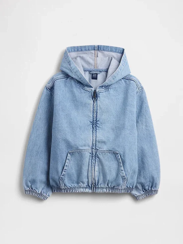 Relaxed denimjack met capuchon voor kinderen