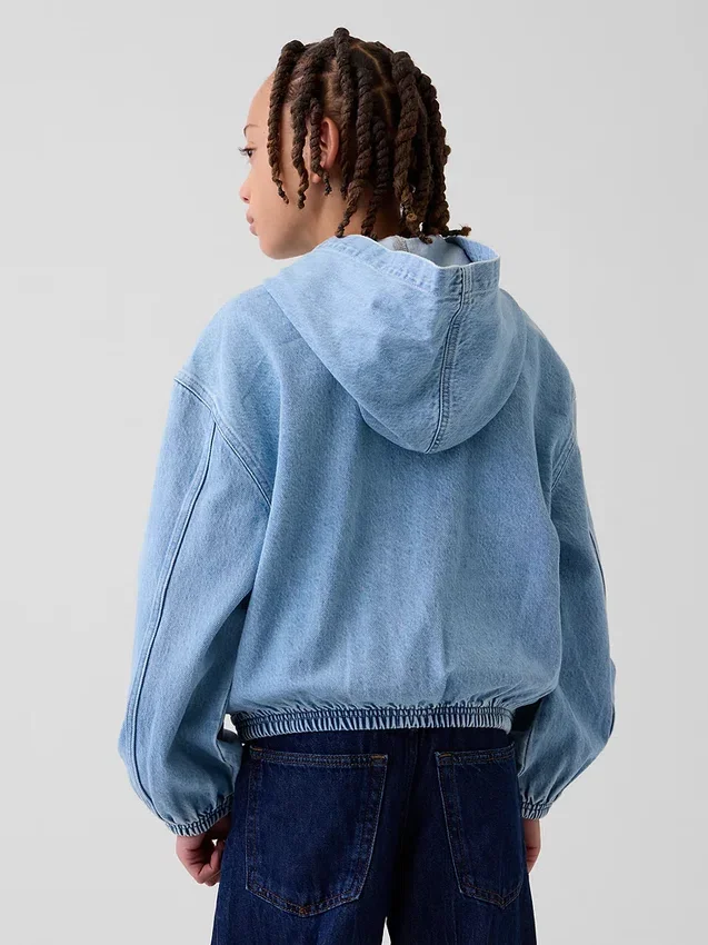 Relaxed denimjack met capuchon voor kinderen