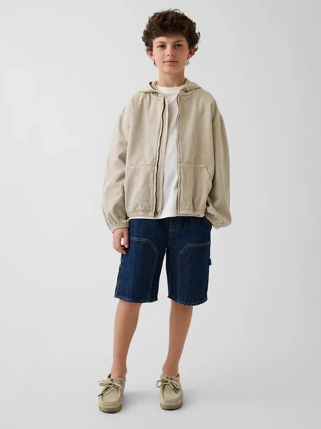 Relaxed denimjack met capuchon voor kinderen