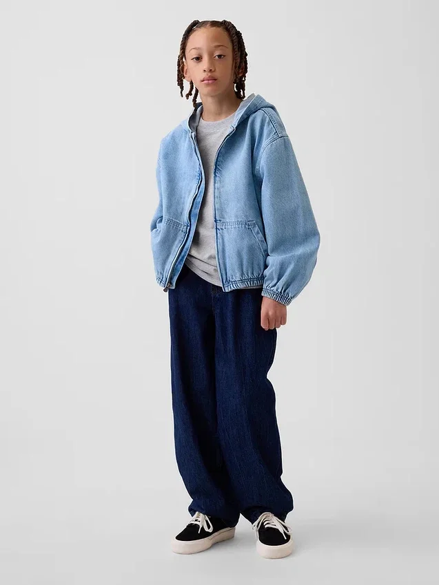 Relaxed denimjack met capuchon voor kinderen