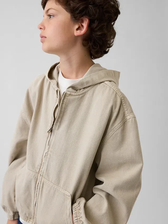 Relaxed denimjack met capuchon voor kinderen