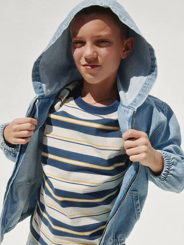 Relaxed denimjack met capuchon voor kinderen