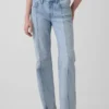 Relaxed straight jeans met middelhoge taille en naden