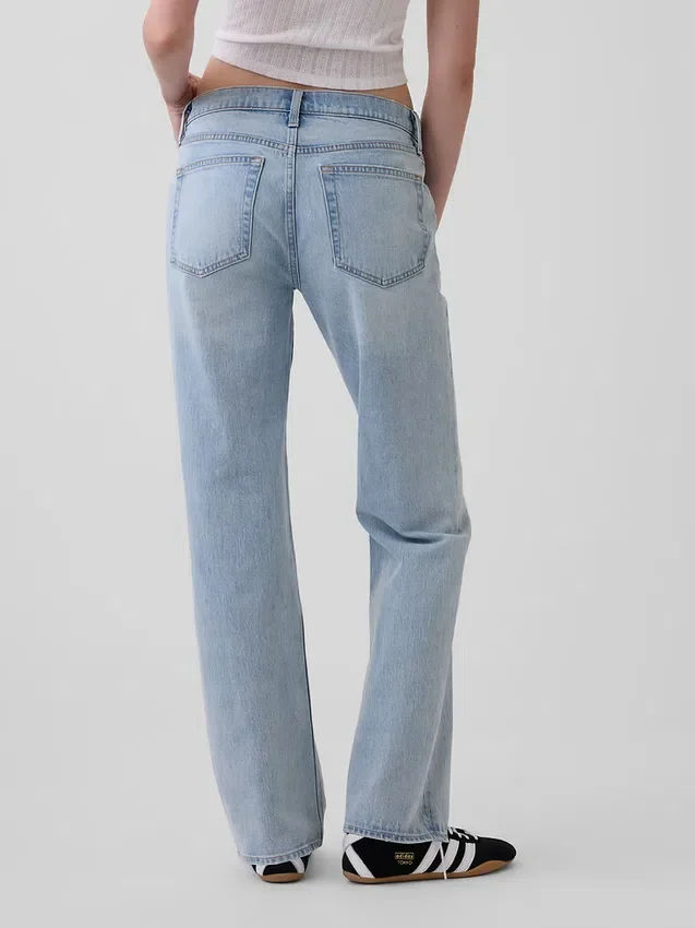 Relaxed straight jeans met middelhoge taille en naden