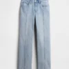Relaxed straight jeans met middelhoge taille en naden