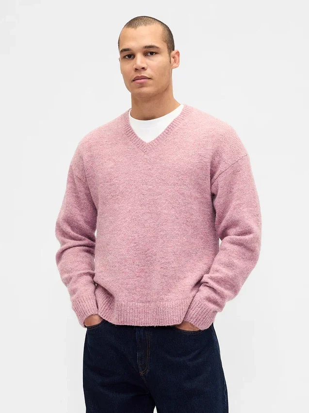 Relaxte cropped trui met V-hals