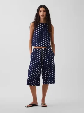 Relaxte, gemakkelijk aan te trekken culottebroek van linnenmix