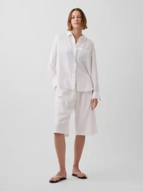 Relaxte, gemakkelijk aan te trekken culottebroek van linnenmix