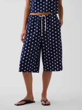 Relaxte, gemakkelijk aan te trekken culottebroek van linnenmix