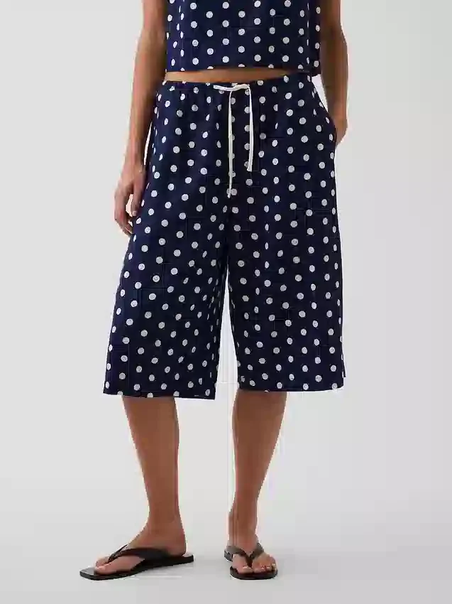 Relaxte, gemakkelijk aan te trekken culottebroek van linnenmix