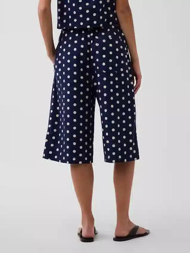 Relaxte, gemakkelijk aan te trekken culottebroek van linnenmix
