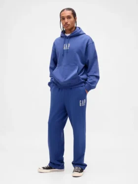 Relaxte joggingbroek met logo voor volwassenen, zware uitvoering