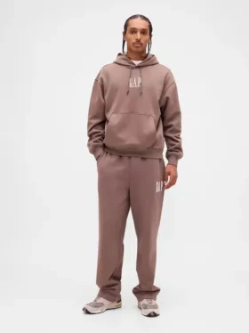 Relaxte joggingbroek met logo voor volwassenen, zware uitvoering