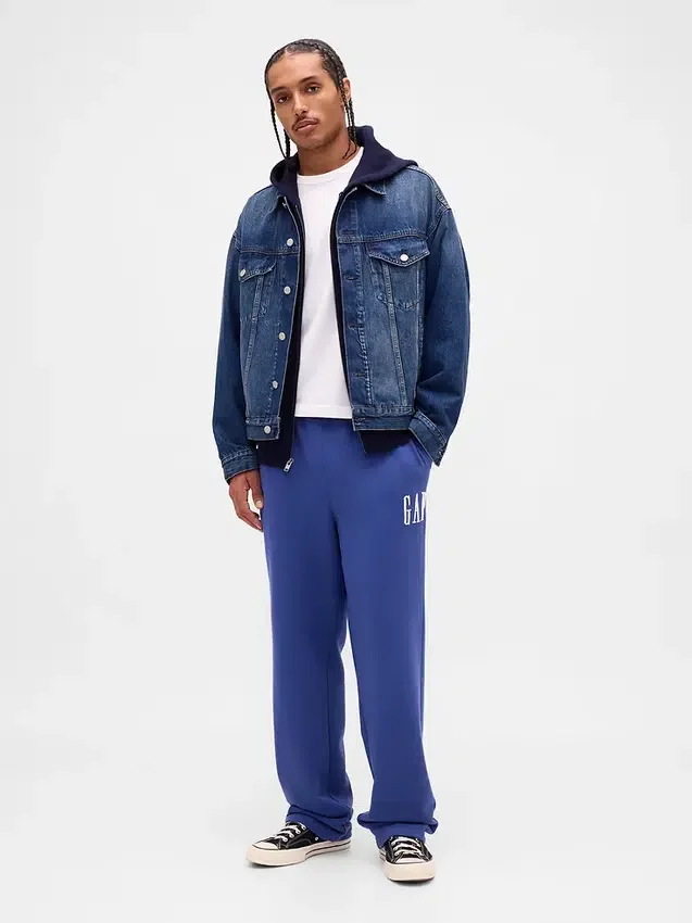 Relaxte joggingbroek met logo voor volwassenen, zware uitvoering