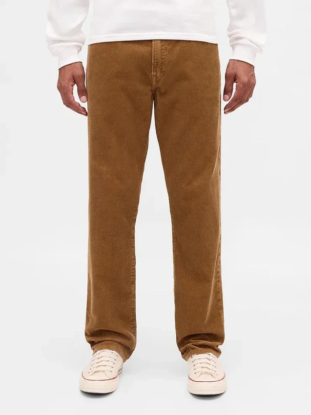 Relaxte rechte broek van corduroy