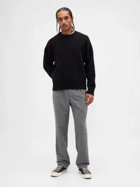 Relaxte rechte broek van wolmix