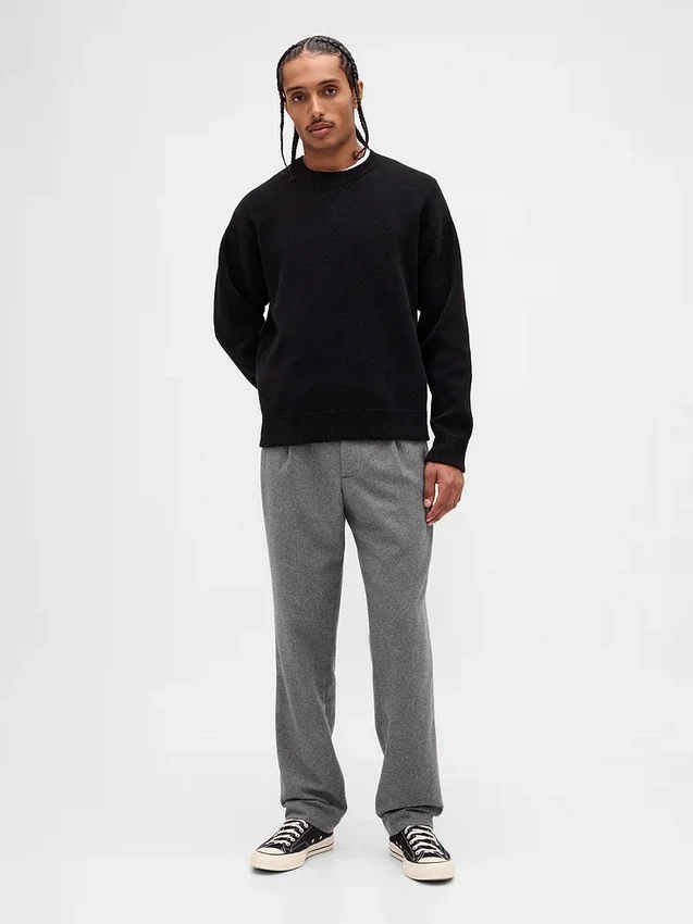 Relaxte rechte broek van wolmix