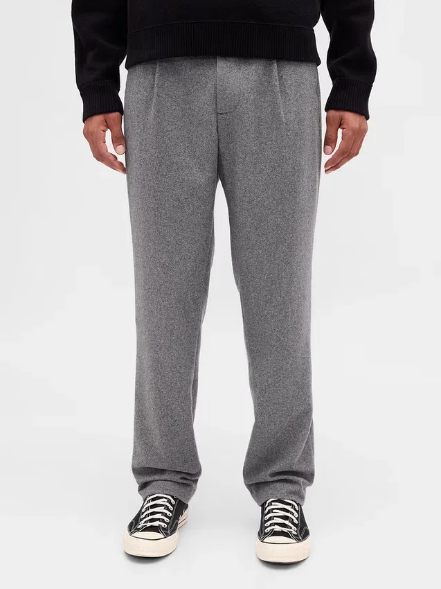 Relaxte rechte broek van wolmix