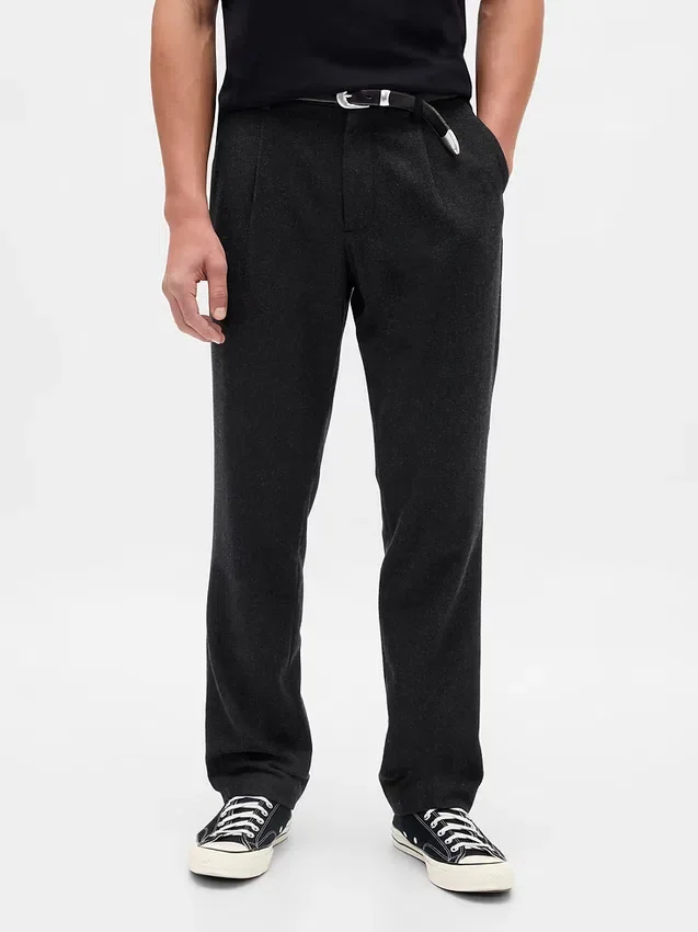 Relaxte rechte broek van wolmix