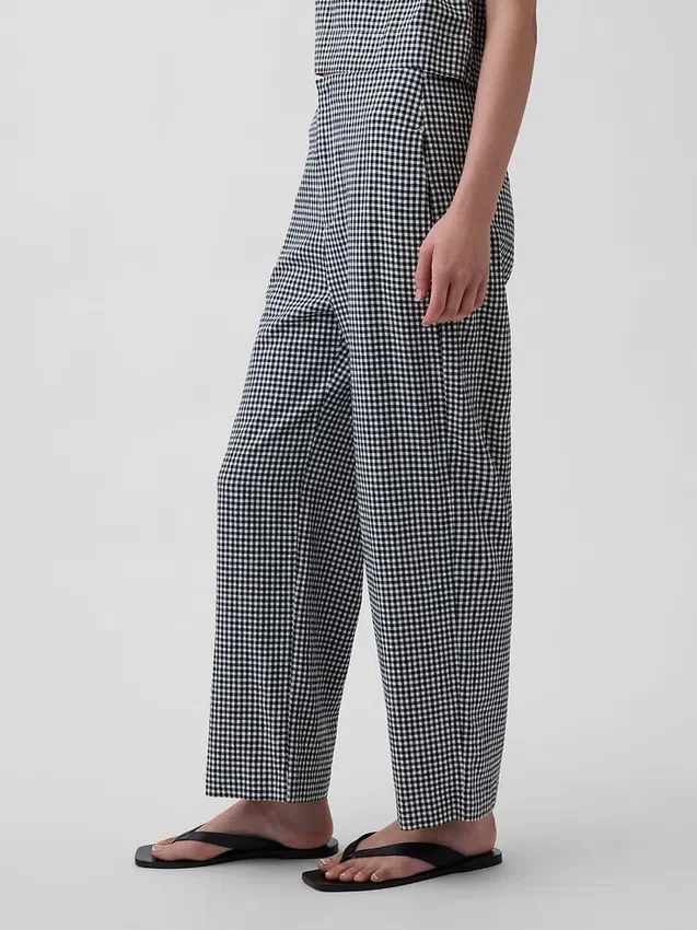 Relaxte rechte enkellange broek van linnenmix