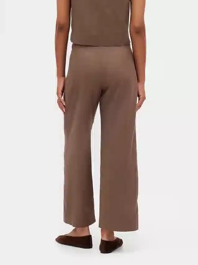 Relaxte rechte enkellange broek van linnenmix