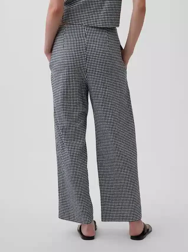 Relaxte rechte enkellange broek van linnenmix