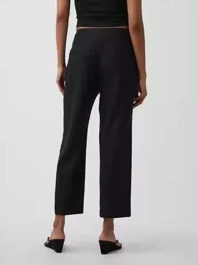 Relaxte rechte enkellange broek van linnenmix