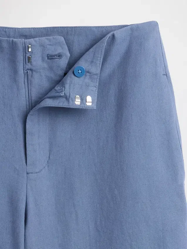Relaxte rechte enkellange broek van linnenmix
